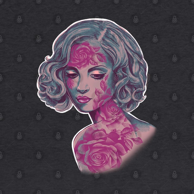 Retro Rose Girl by Huldra Tattoo